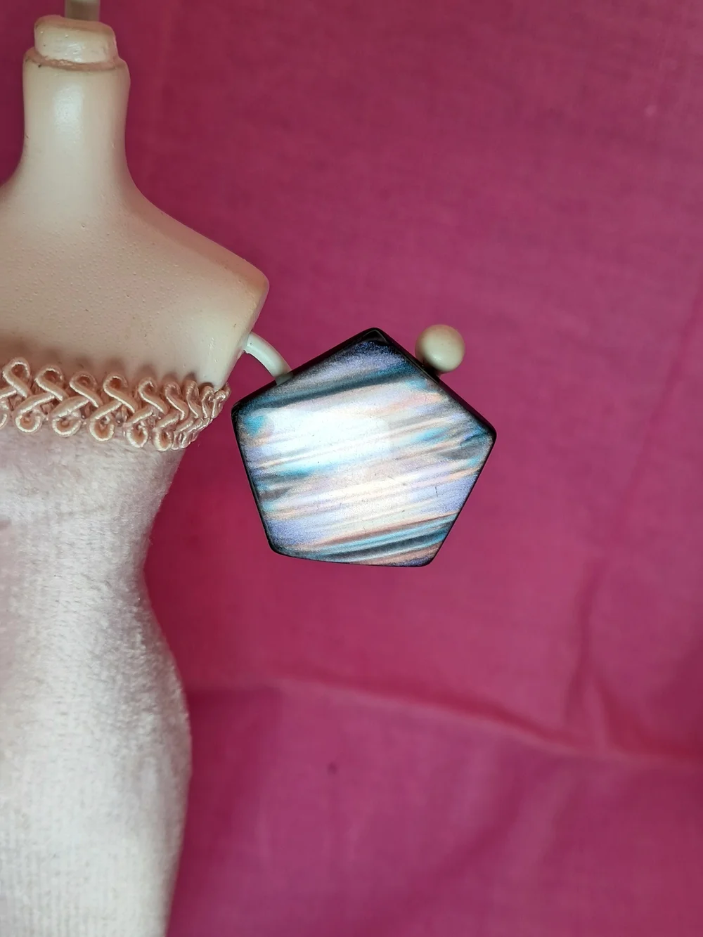 Iridescent Pentagon Shaped MOP Stud Earrings w/ Labradorite-Style Shimmer